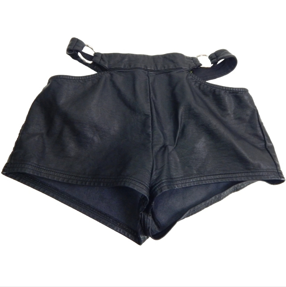 Club Exx Nights Into Mornings Cutout Vegan Leather Shorts